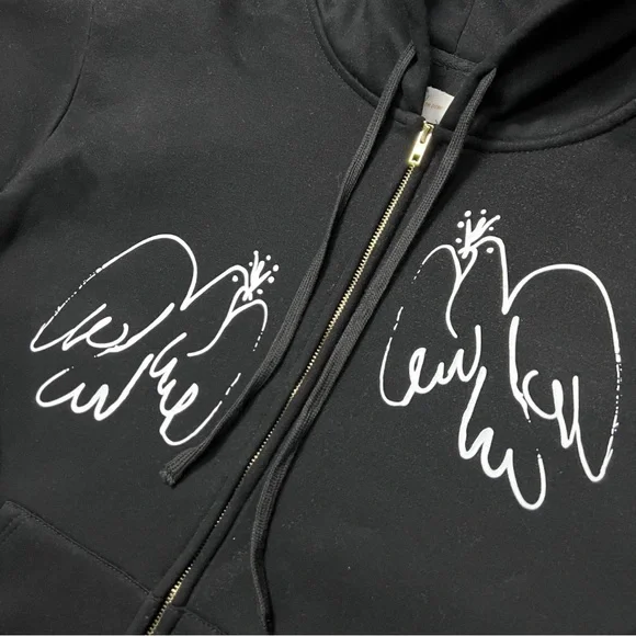 Aime Leon Dore Black Zip-Up Hoodie with White DoveGraphics - Picture 10 of 10